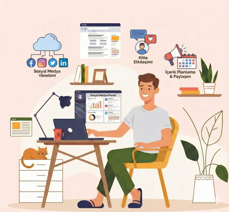 Kurumsal sosyal medya yönetimi yapan, Instagram ve LinkedIn içerik planlaması hazırlayan profesyonel sosyal medya yöneticisi.